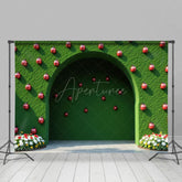 Aperturee - Aperturee Green Arch Wall Ladybug Summer Photography Backdrop